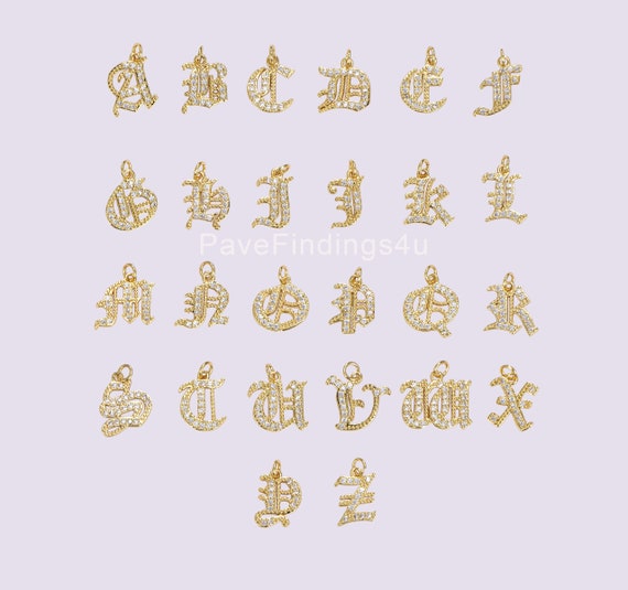 Gothic Font Lowercase Initial Charm Pendant - Various Letters Gothic Font Lowercase Initial Charm Pendant - Various Letters