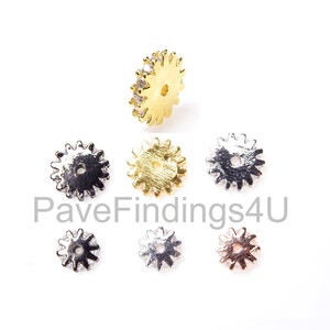 Clear CZ Gear Roundel Spacer- 18K Gold CZ Micro Pave Gear Spacer Bead, Gear Brass Pave CZ Spacer Bead, Pave Bead, SP031