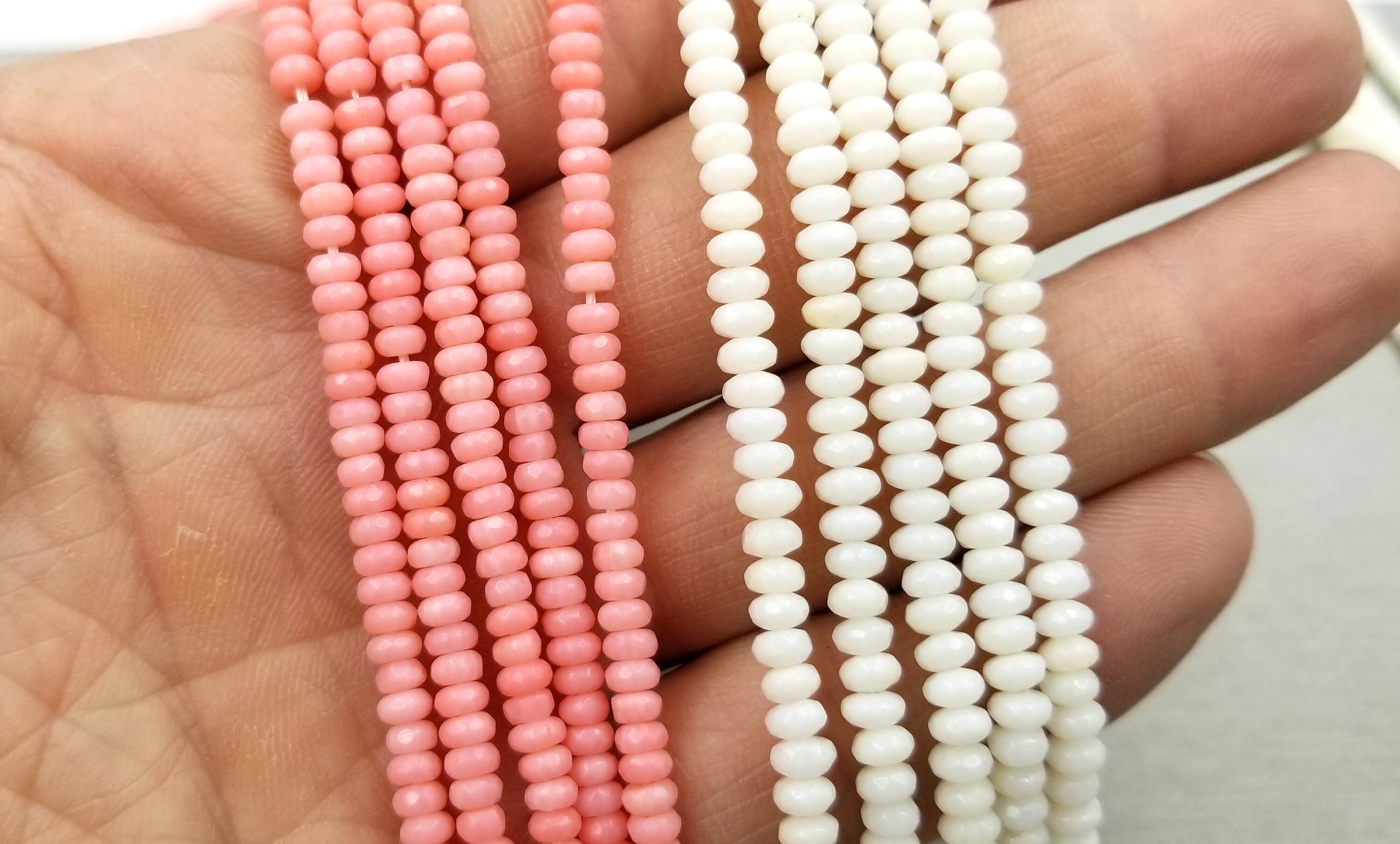 Rondelle Pink Red White Coral Stone Heishi Spacer Beads For Jewelry Making 15" 