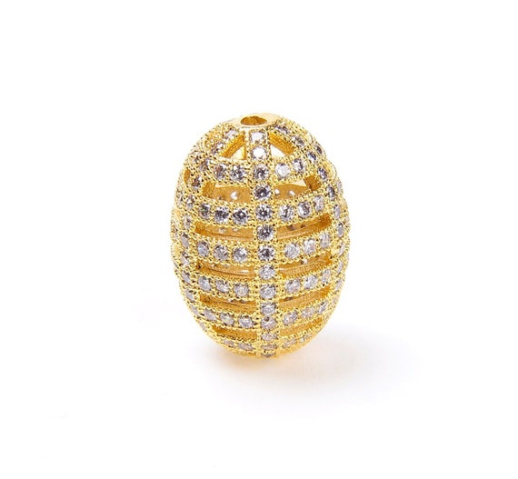 Distanziatore perline ovali micro pavé di zirconi cubici, connettore ovale, perline distanziatrici ovali, fai da te, creazione di gioielli, 11 x 8 mm, BD620 - Italia