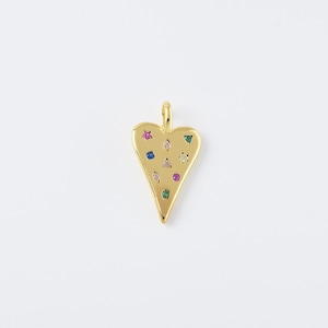 Ciondolo a forma di cuore allungato, ciondolo a forma di cuore riempito d'oro con micro pavé di zirconi cubici, collana e bracciale con regalo di San Valentino, 22 x 12 mm, CP2100