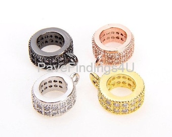 18K Gold CZ Micro Pave Anhänger Verschluss, 1/2 / 10 Stück, 10 x 3 mm, CL208