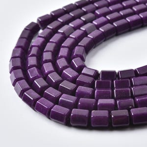 Cuentas de cuarzo púrpura de 8 x 10 mm, tubo rectangular, cilindro, espaciadores de columna de piedras preciosas para suministros de fabricación de joyería DIY, paquete a granel GRN870