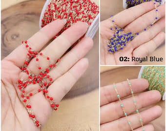 Multicolor Enamel Cable Paperclip Chain by Yard, Gold Filled Link Cable Chain by Foot, Wholesale bulk Roll Chain Jewelry, CH302