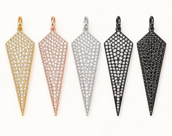 Gold Filled CZ Spike Charm, Pave CZ Triangle Pendant, Rhinestone Geometric Dagger Charm for Necklace Bracelet Jewelry Making Supply, CP333