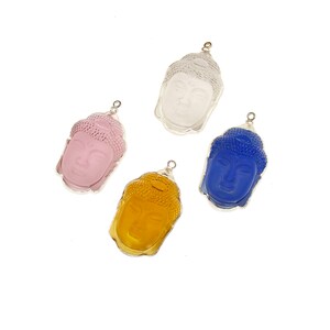Colgante de Buda en oro blanco y plata, cabeza de Buda de cuarzo cristalino natural, oro de 18 quilates, 33 x 20 mm, CP378