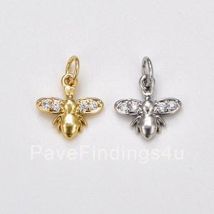 1pc 18K Gold Bee Pendant Charm, Insect Bug Pendant Charm, Gold Animal Pendant for DIY Jewelry, 9mm, CP1099