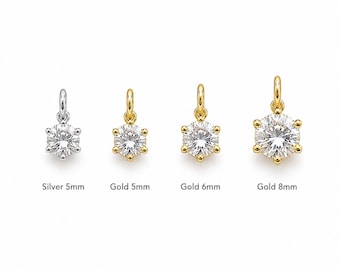 Gold Filled CZ Sunburst Pendant Charm, Round Cubic Zirconia Connector, Silver Crystal Jewelry Finding, Necklace Charm, CP1163