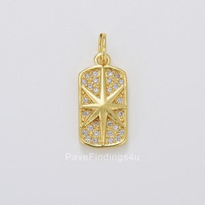Dainty Starburst Tag Charm, Gold Filled North Star Pendant, Celestial Charm for Bracelet Necklace Charm Jewelry Making Supply, CP1665
