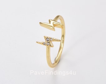 Anillo minimalista de oro Thunder Bolt, anillo de rayo, anillo de apilamiento delicado, anillo delgado, regalo para ella, anillo delicado, anillo apilable, RG069