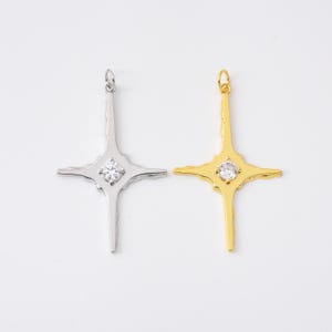 Dainty Gold Filled North Star Charms Tiny CZ Charm for Necklace Earring Bracelet Jewelry Making Supply Celestial Jewelry, CP2110