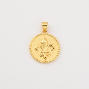 Ciondolo Fleur de Lis, Ciondolo Fleur De Lis, Ciondolo Fleur De Lis, Ciondolo Fleur De Lis in oro 18 carati per fornitura bracciale collana 21 x 18 mm, CP964