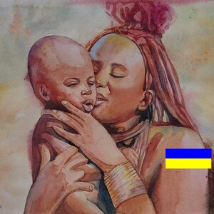 Portrait Art Painting Watercolor African Woman,Digital file, Digital Print Instant Art INSTANT DOWNLOAD Printable
