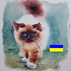 Acuarela Impresión Digital Arte Instantáneo DESCARGA INSTANTÁNEA Imprimible,pequeño gatito,Archivo digital