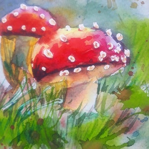 Fly agaric family,Watercolor Digital Print Instant Art INSTANT DOWNLOAD Printable,Digital file image 5