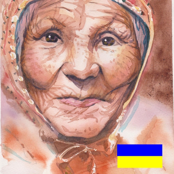 Aquarel portretafdruk, vrouw in nationale klederdracht (digitale download)