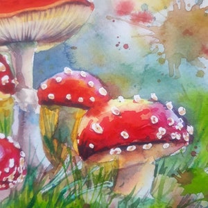 Fly agaric family,Watercolor Digital Print Instant Art INSTANT DOWNLOAD Printable,Digital file image 7