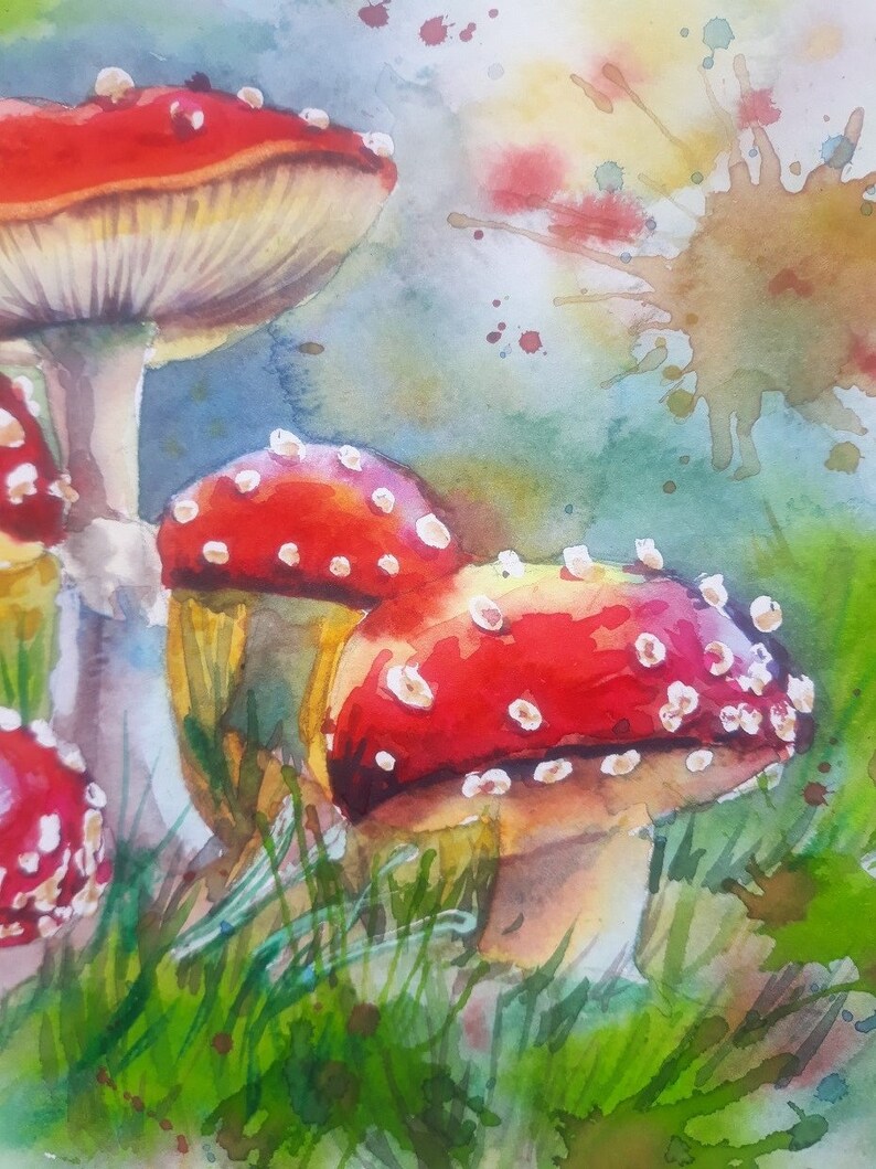 Fly agaric family,Watercolor Digital Print Instant Art INSTANT DOWNLOAD Printable,Digital file image 7