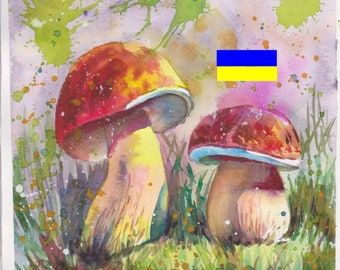 white mushrooms,Watercolor Digital Print Instant Art INSTANT DOWNLOAD Printable,Digital file