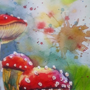 Fly agaric family,Watercolor Digital Print Instant Art INSTANT DOWNLOAD Printable,Digital file image 4