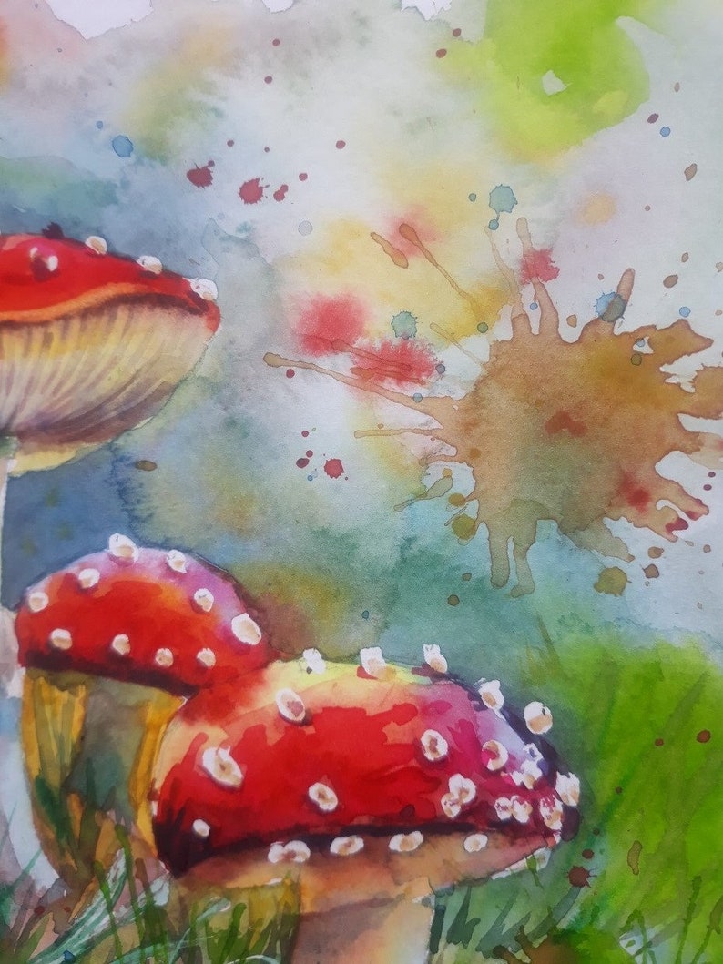 Fly agaric family,Watercolor Digital Print Instant Art INSTANT DOWNLOAD Printable,Digital file image 4