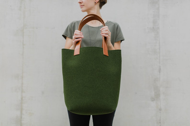 Forest Green Tote Bag Shoulder Tote Bag Elegant Tote Wool Etsy