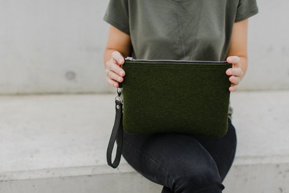 Buy Olive Green Leather Clutch Bag Handmade // Soft Italian Leather  Wristlet // Roam Online in India - Etsy