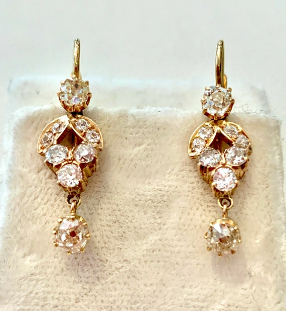 Antique Victorian Natural Diamond Earrings in 18k 