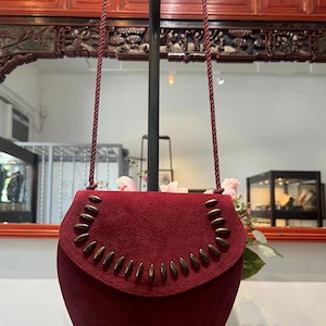 Saint Laurent VINTAGE Rive Gauche Suede Evening Snap Bag with Tassel Strap