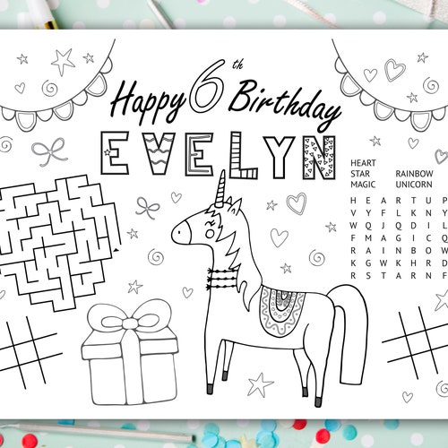 Unicorn Activity &amp; Coloring Sheet Unicorn Printable Kids - Etsy