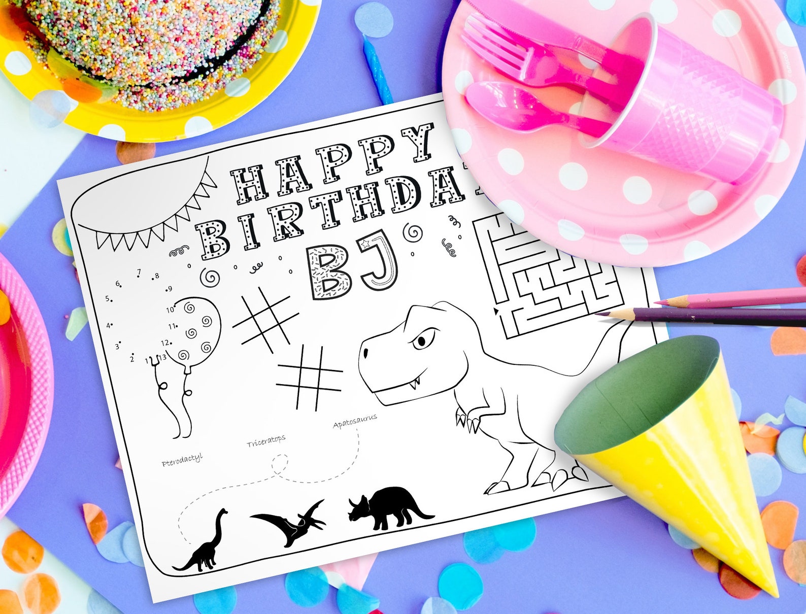 Personalized Birthday Placemat Printable Boy's Birthday Etsy