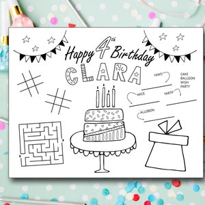Personalized Birthday Placemat Printable Girl's Birthday - Etsy