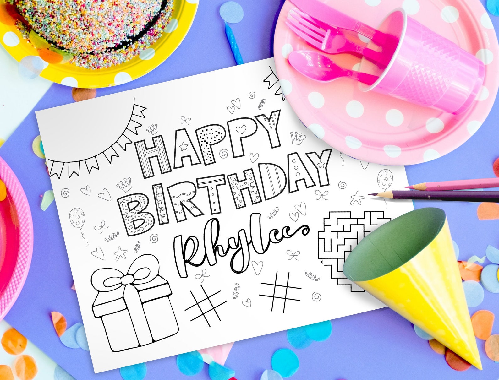 Personalized Birthday Placemat Printable Girl's Birthday - Etsy