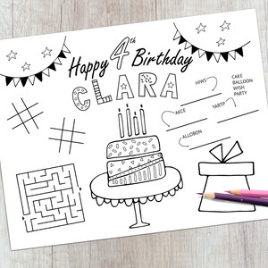 Personalized Birthday Placemat Printable Girl's Birthday - Etsy