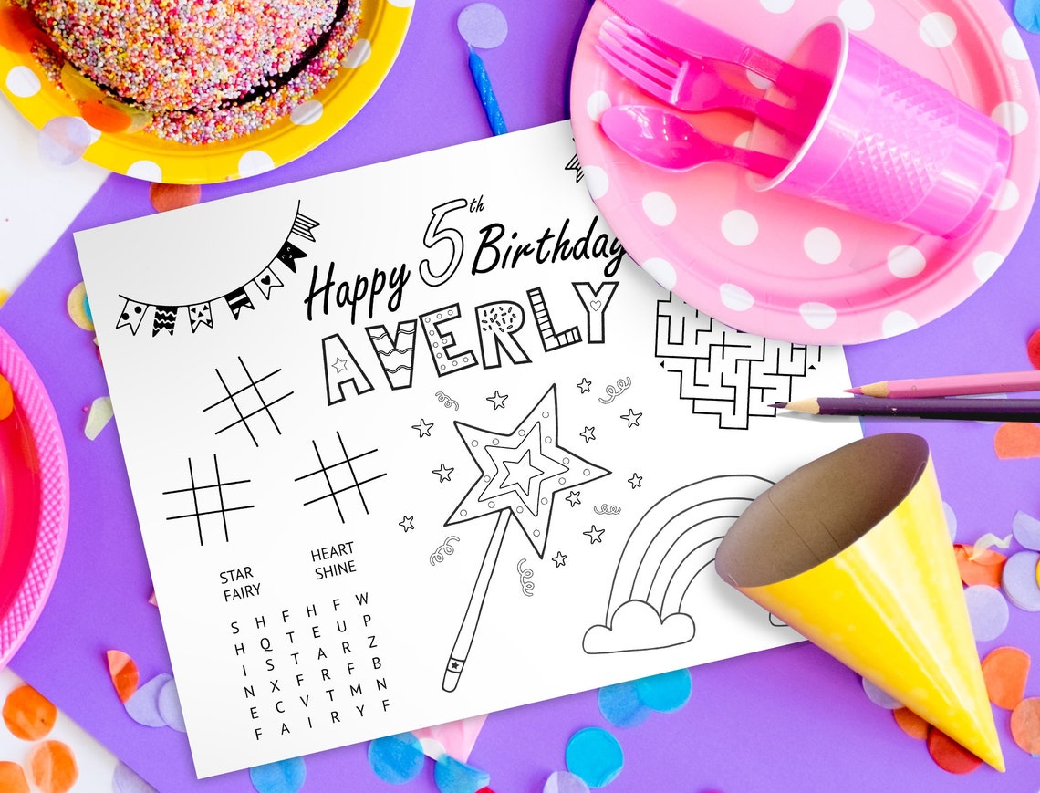 Personalized Birthday Placemat Printable Fairy Themed Etsy