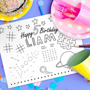 Personalized Birthday Placemat Printable Space Birthday | Etsy