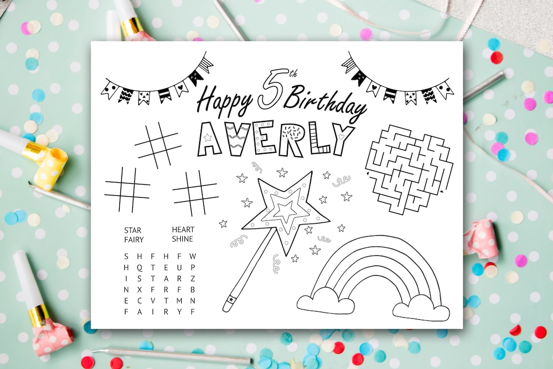 Personalized Birthday Placemat Printable Fairy Themed Etsy