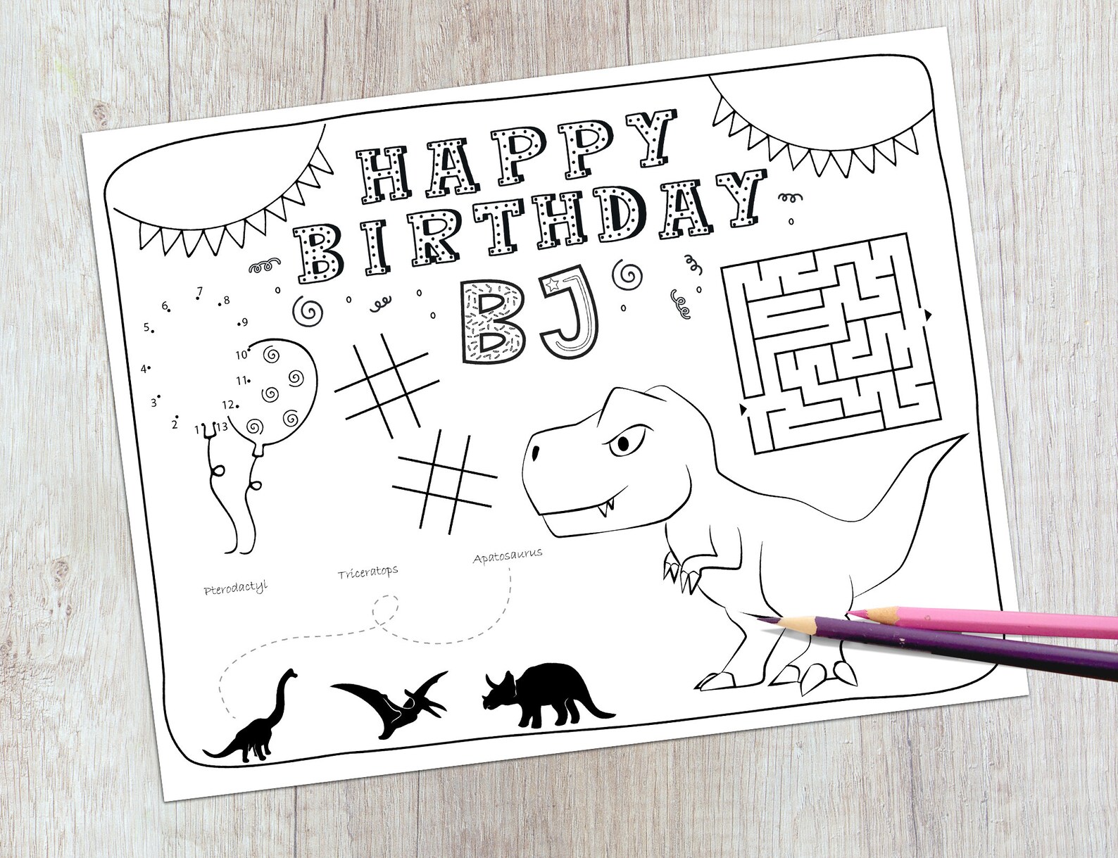 Personalized Birthday Placemat Printable Boy's Birthday Etsy