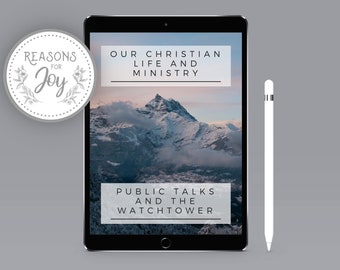 1-Year Meeting Notebook in CALM MOUNTAINS Fillable Digital Hyperlinked for Midweek Meetings/Public Talks/Watchtower