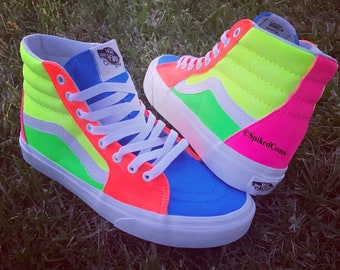 neon high top vans