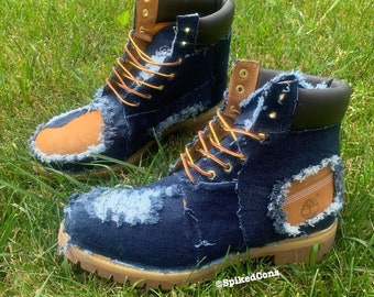 blue denim timberland boots