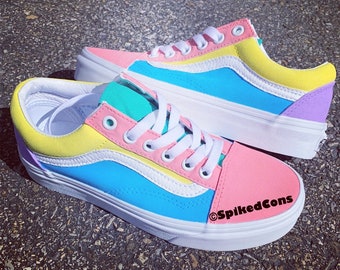 pastel multi colored vans