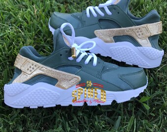 Custom Red Green Blue Yellow Purple Air Huaraches With Glitter Logo and  Back Strap (grade school sizes