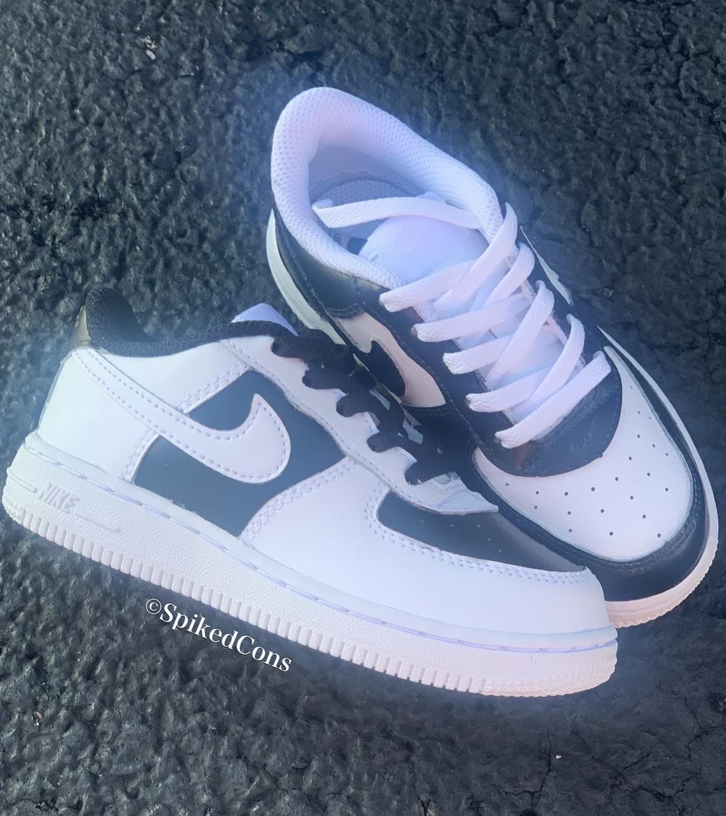 Custom Black and White Sneakers AF1 Check Sizing Before 