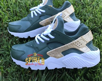 Custom Red Green Blue Yellow Purple Air Huaraches With Glitter Logo and Back Strap grade School Sizes 3.5 7 Etsy UK
