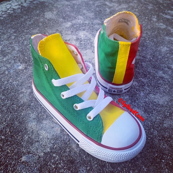 Rasta Converse red Yellow Green | Etsy 