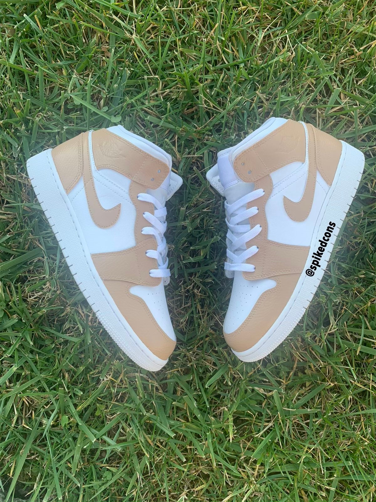 tan and white jordan 1 mid
