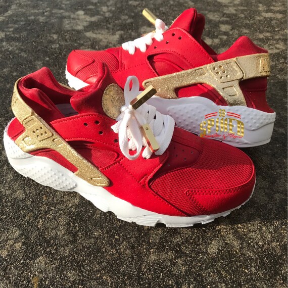 Benutzerdefinierte rot OrOlive grün Nike Air Huaraches mit Glitzer (große Kinder) Jugend 3,5 Jugend 7 Benutzerdefinierte rot OrOlive grün Nike Air Huaraches mit Glitzer (große Kinder) Jugend 3,5 Jugend 7