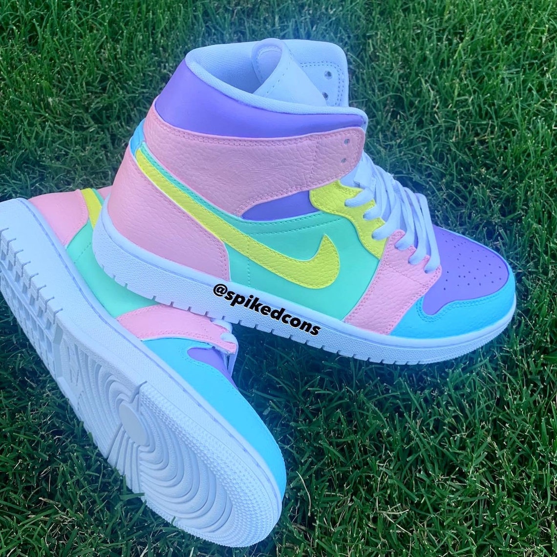 Custom Pastel Jordan 1sPink Purple Blue Green YellowCheck Etsy