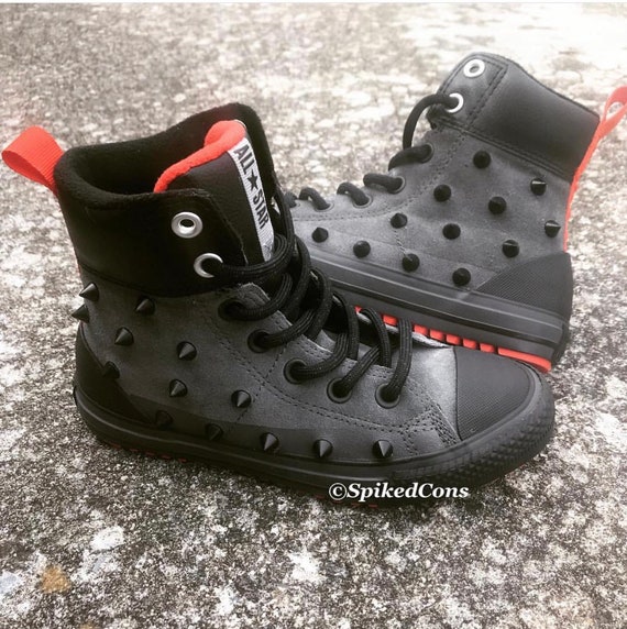 red studded converse